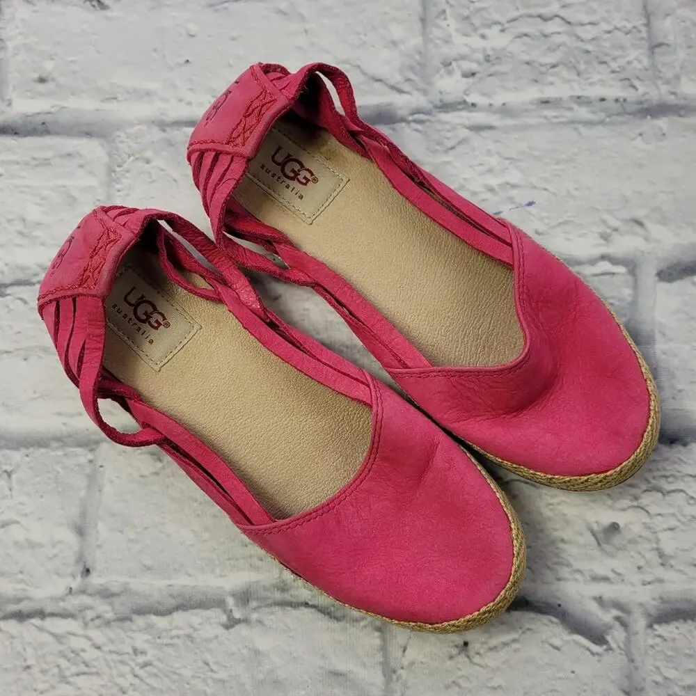 UGG Bright Barbiecore Pink Suede Tippie Espadrilles size 6
